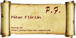 Péter Flórián névjegykártya